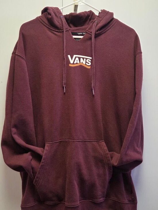 Vans Other - Vans Burgundy Hoodie Mens L Hand Cut Neckline Altered
